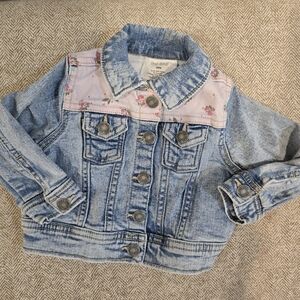 Okie Dokie Baby Girls Floral Detail Denim Jean Jacket  Blue Multi Size 9m
